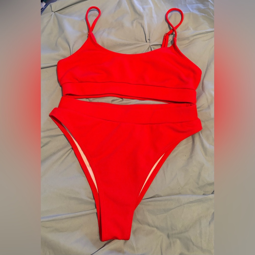 Vibrant Red Girls Two Piece Swimsuit